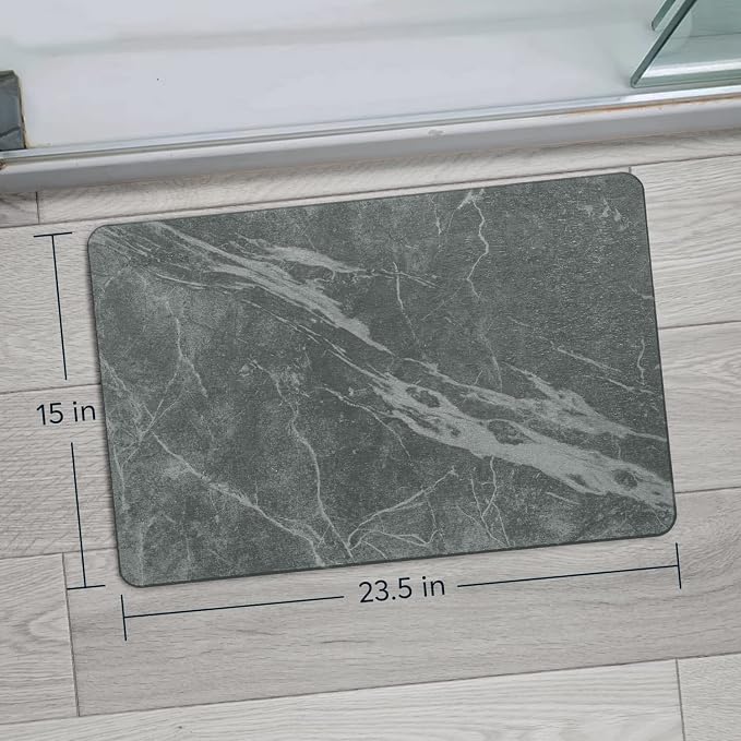 Stone Bath Mat for Bathroom, Dries in Seconds - Diatomaceous Earth, Slate | Super absorbent, quick-drying & easy to clean. Natural material that lasts — restores with light sanding.