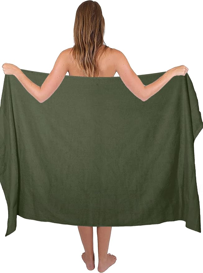 Premium Cotton Oversized 2 Pack Bath Sheet 35x70-100% Pure Cotton - Ideal for Everyday use - Ultra Soft & Highly Absorbent - Machine Washable - Olive Green