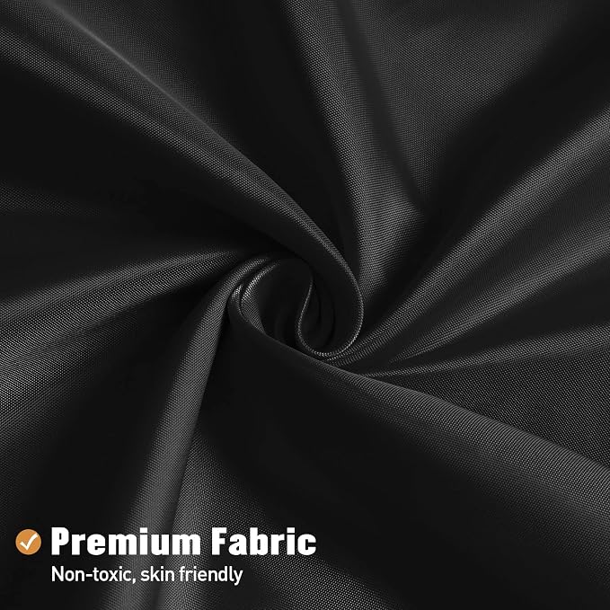 MitoVilla Stall Half Size Shower Curtain Liner, 36 x 72 Inch Fabric Bath Curtain Liner for Modern Hotel, Black Shower Liners, Washable & Water Repellent
