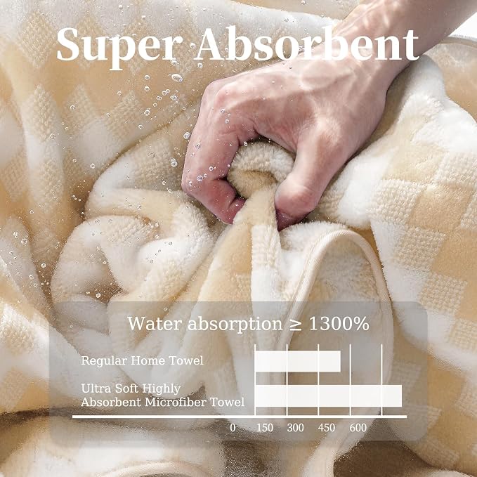 4 Piece Extra Large Bath Towel Set Oversized Bath Sheet 35"x70" Bathroom Towel Set Soft Highly Absorbent & Quick Dry Premium Bath Towel for Bathroom 600GSM Shower Towel Spa Gym Hotel,Beige
