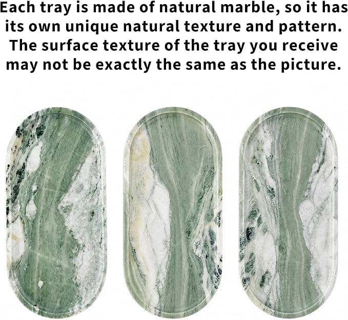 Natural Marble Tray, 12.6"x6.3" Bathroom Vanity Tray for Home Decor | Jewelry Holder Dish, Kitchen Counter Accessories for Perfume Candles Soap, Smooth and Easy to Clean, Large Catchall Tray