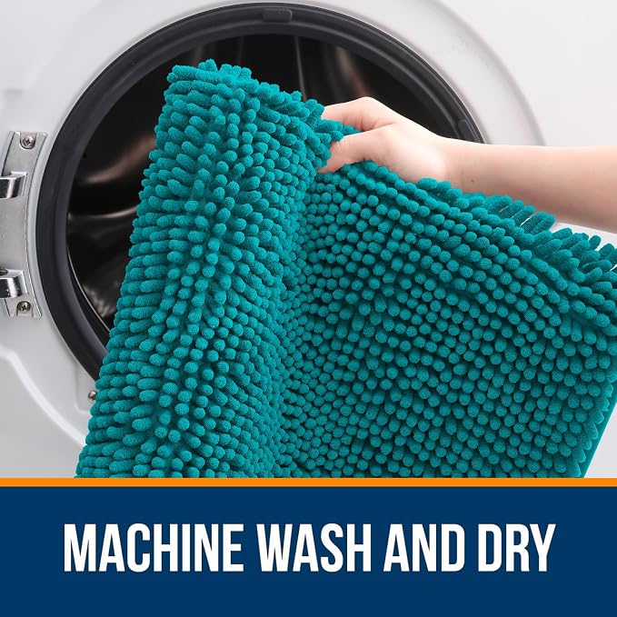 OLANLY Bathroom Rugs 30x20, Extra Soft Absorbent Chenille Bath Rugs | Deep Lake, Quick-Drying Rubber Backing, Machine Washable Bath Mat for Bathroom Floor, Tub and Shower, Home Decor Accessories