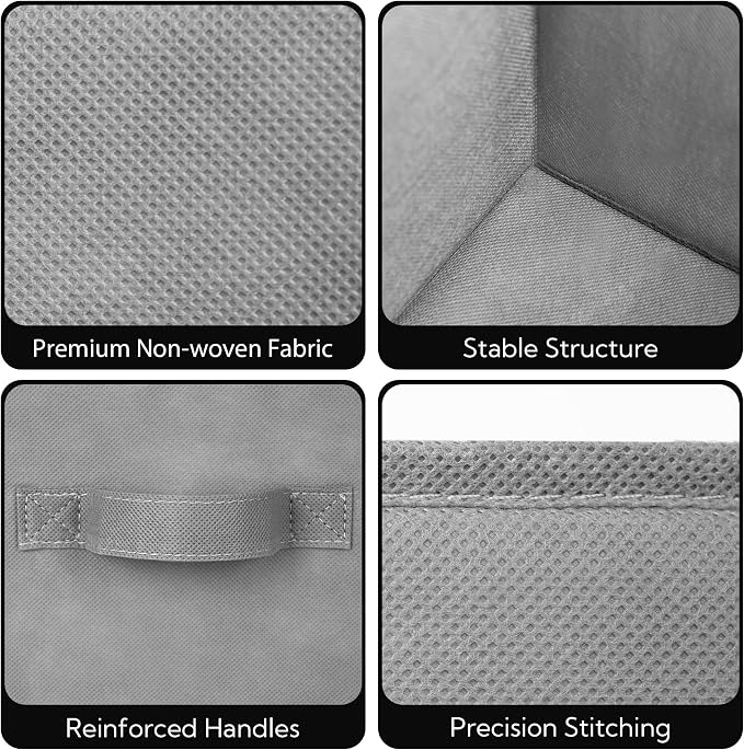 Cupic Cupid 6-Pack 13x13 Storage Cube Bins, Storage Organizer Bins, Gray | Foldable, Reinforced Front Handle, Holds Blankets, Towels, Accessories, Fits Closet, Shelves, Office, Bedroom, Dorm