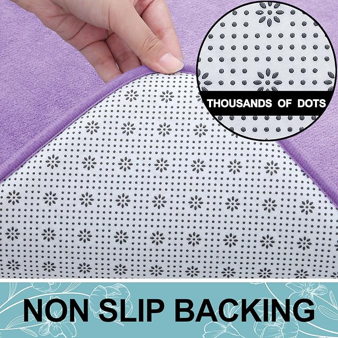 Smiry Memory Foam Bath Mat 30x20, Extra Soft and Absorbent Bathroom Rugs | Purple, Quick Dry Machine Washable Non-Slip Bath Mat for Bathroom Floor, Shower and Tub