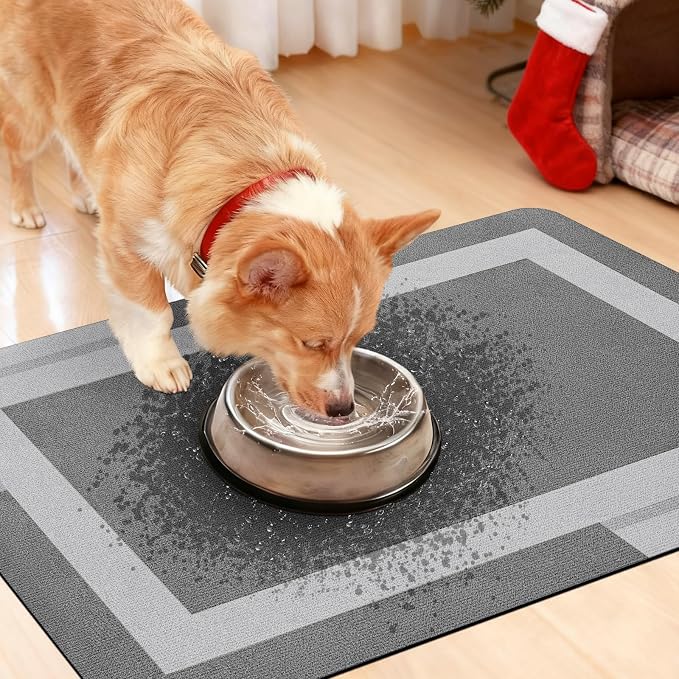 Non Slip Bath Mat, Thin Bathroom Rugs Fit Under Door, Quick Dry Bath Mats, Machine Washable Bath Rugs for Bathroom, Bathtub & Kitchen, Bathtub & Kitchen, Grey/Bordered/3 Piece