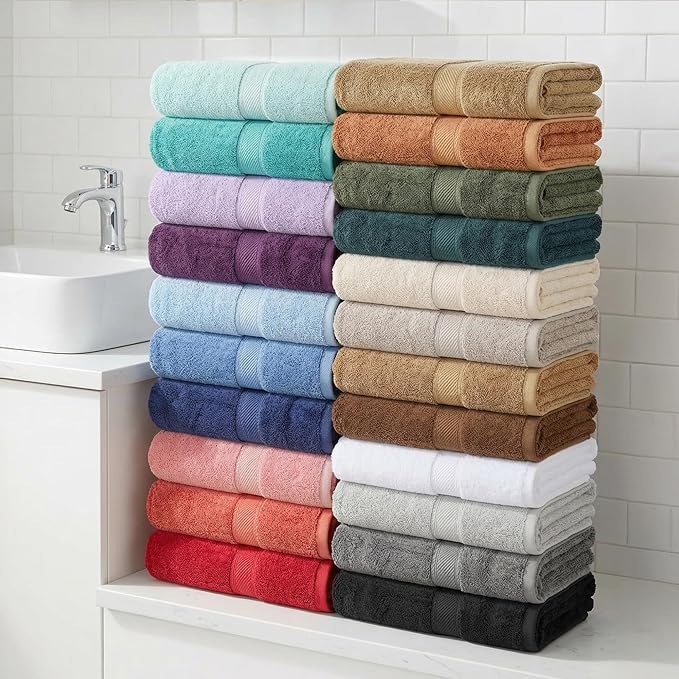 Superior Egyptian Cotton Plush & Absorbent, Bath Towel Set of 4, Tea Rose | Quick Dry, Soft Luxury Towel Set, Bath Essentials for Bathroom, Guest Bath, Spa, 4 Piece Bath, Madeline Towels