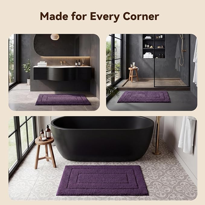 GRANNY SAYS Purple Bathroom Rug 16" x 24", Non-Slip Microfiber Bath Mat | Ultra-soft, with durable TPR backing for reliable grip, fast water absorption, machine washable for small bathroom spaces