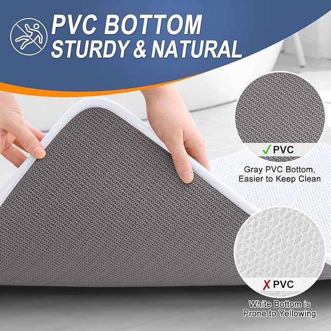 OLANLY Memory Foam Small Bathroom Rugs 24x16, Absorbent Bath Mat, White | Soft Quick Dry Bath Rugs, Non-Slip Carpet, Machine Washable Mat for Bathroom Floor, Tub and Shower, Home Decor Accessories