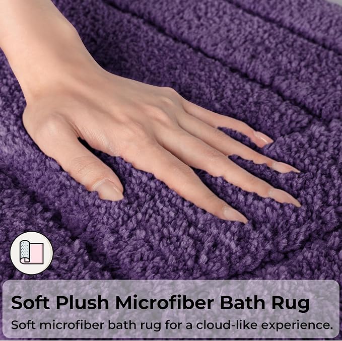 GRANNY SAYS Purple Bathroom Rug 24" x 43", Non-Slip Microfiber Bath Mat | Ultra-soft, durable TPR backing for reliable grip, fast water absorption, machine washable for Vanity, Shower, Tub