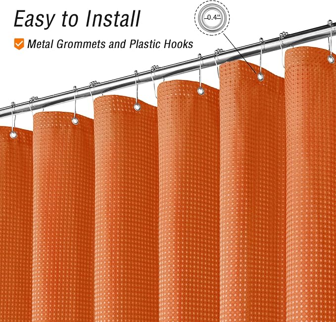 Burnt Orange Fabric Shower Curtain, 72 X 72 | Cloth-Textured Shower Curtain for Bathroom - Soft Cloth & Hotel Spa Luxury, Water Repellent, Machine Washable