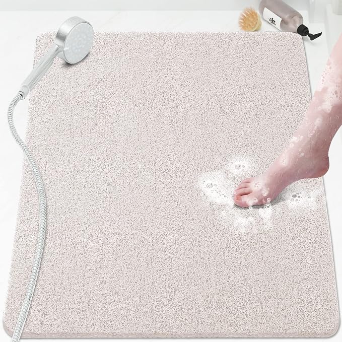Shower Mat Bathtub Mat Non-Slip,32x24 inch, Soft Tub Mat with Drain,PVC Loofah Bath Mat (Phthalate Free) for Tub and Bathroom,Quick Drying,White | 32x24 inch,PVC Loofah Bath Mat with Drain for Tub and Bathroom,Quick Drying,White