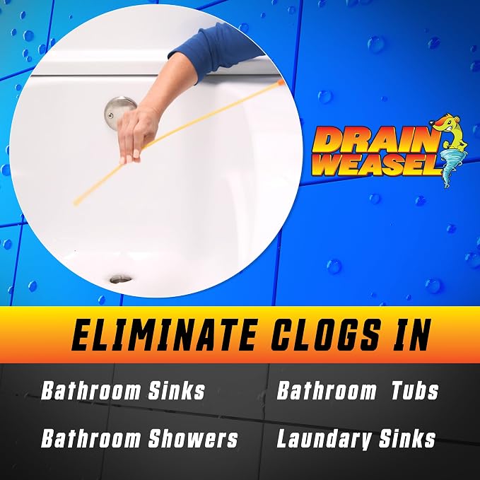 FlexiSnake Drain Weasel Max Sink Snake Hair Clog Remover Tool, 2 Wands | 20" Long Refills, Pipe, Bathroom, Bathtub Drain Cleaner, Removable Handle, Made in The USA