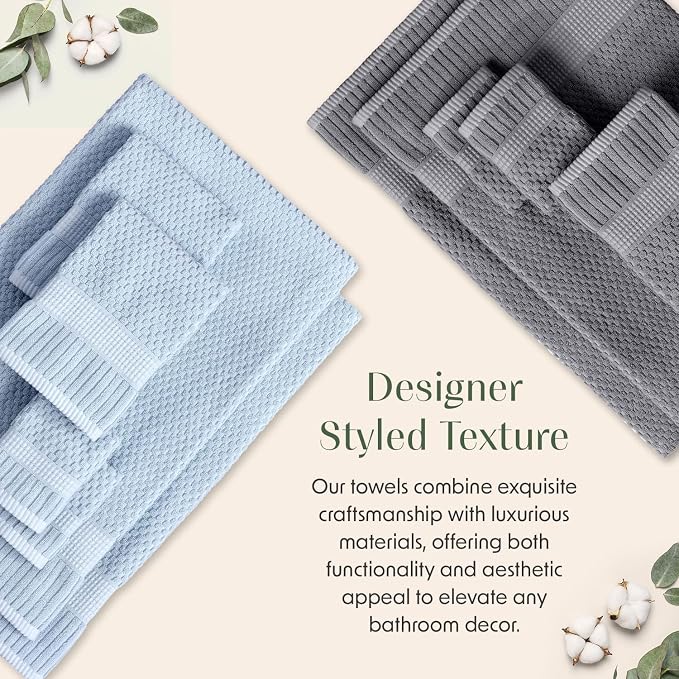 100% Cotton 6 Piece Bath Towel Set | Grey Towels | Oeko‑TEX Standard 100 | Soft & Absorbent, Quick‑Dry | Trinity Collection - Charcoal