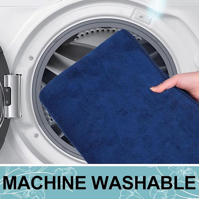 Smiry Memory Foam Bath Mat 36x24, Extra Soft and Absorbent Bathroom Rugs | Navy Blue, Quick Dry Machine Washable Non-Slip Bath Mat for Bathroom Floor, Shower and Tub