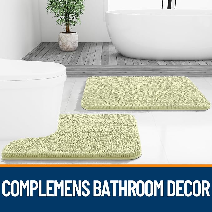 OLANLY Small Bathroom Rugs 24x16, Extra Soft Absorbent Chenille Bath Rugs, Rubber Backing Quick Dry, Machine Washable Bath Mats for Bathroom Floor, Tub and Shower, Home Decor Accessories, Vanilla | Vanilla, Quick-Drying Rubber Backing, Machine Washable...