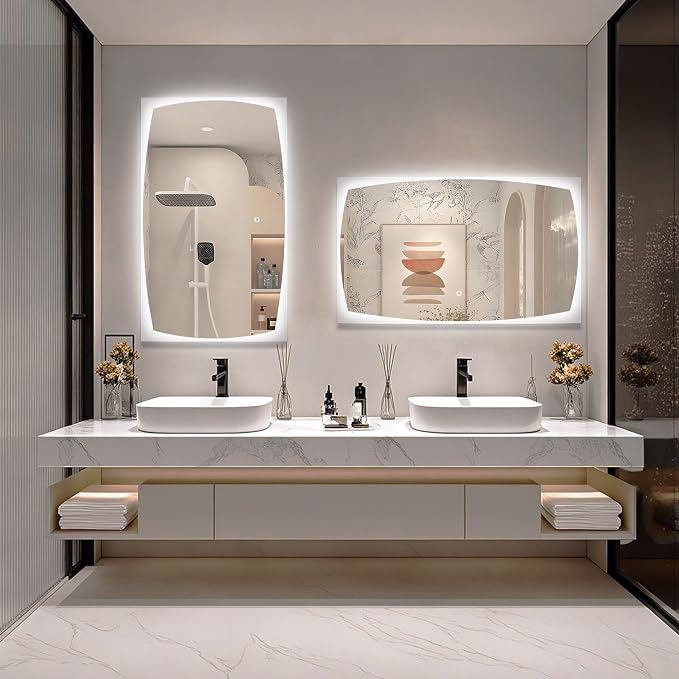 60''x36'' Lighted Mirrors for Vanity Wall Backlit, Rectangular LED Bathroom Mirror Frameless with Lights, Dimmable, 3 Colors,Tempered Glass, Shatter-Proof