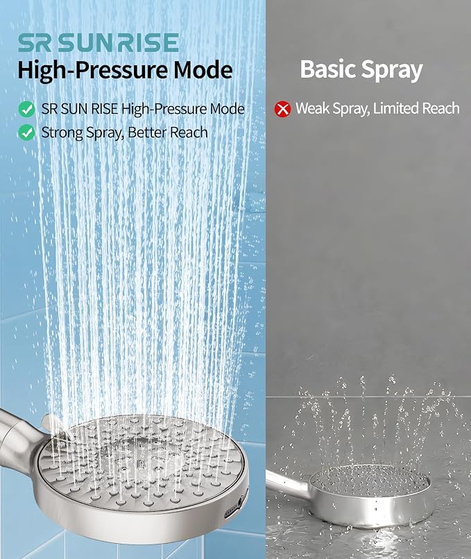 SR SUN RISE Filtered Shower Head with Handheld High Pressure 9 Spray Mode Showerhead Detachable Shower Head Water Softener Filters Beads for Hard Water Remove Chlorine 1 Filter Brushed Nickel