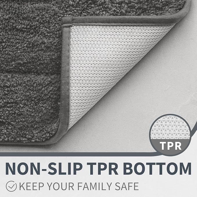 GRANNY SAYS Dark Grey Bathroom Runner Rug 24" x 48", Soft Bath Mat | Non-Slip long rug with TPR Backing, Absorbent, Machine Washable Extra Large Bath Rugs for Double Vanity, Shower, Tub