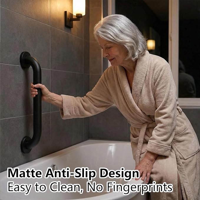 16" Stair Handrail, Wall-Mounted Safety Grab Bar for Indoor & Outdoor Steps