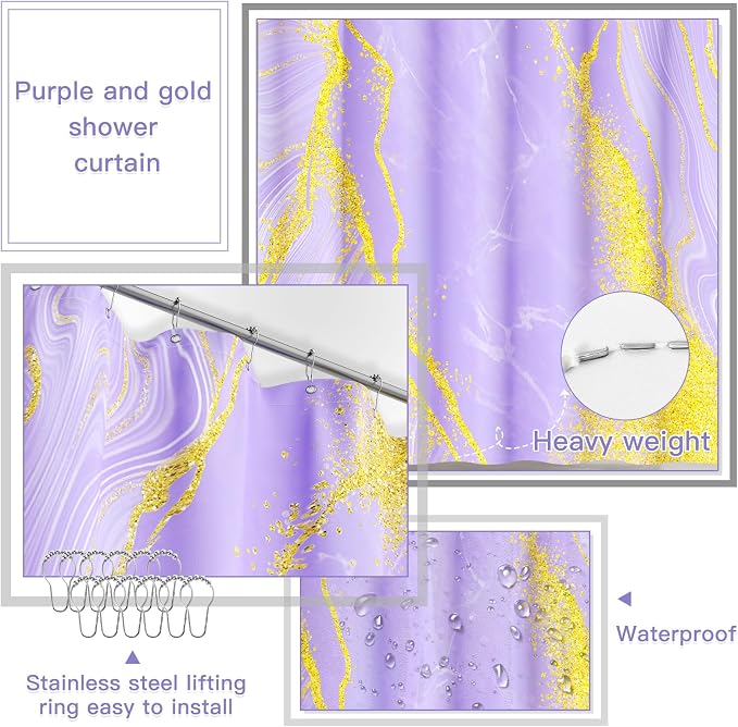 21PCS Bathroom Sets with Shower Curtain and Rugs Bathroom Accessories Set Light Purple Bathroom Set Complete with Trash Can, Toilet Brush, Qtip Holder & 3PCS Soap Dispenser