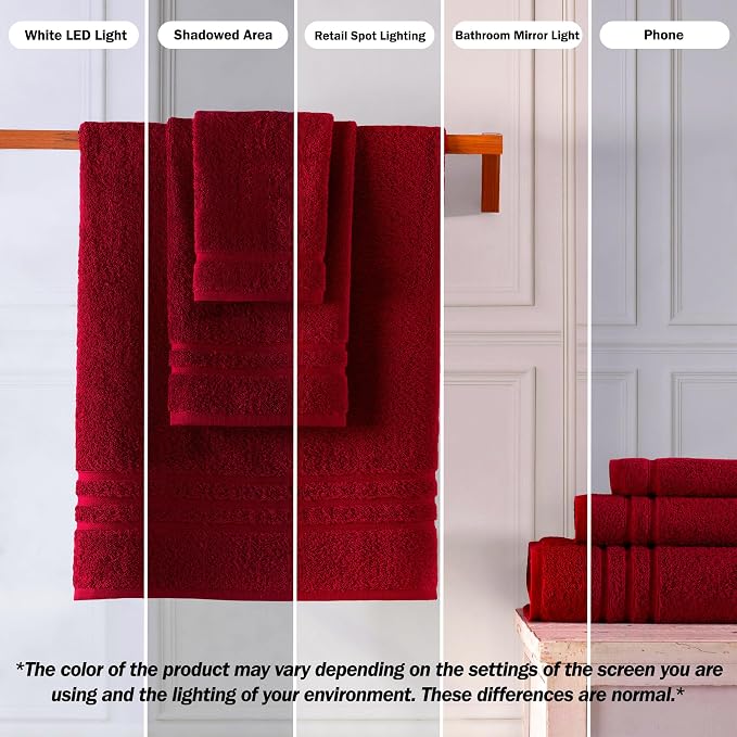 Hawmam Linen Red Hand Towels 4 Pack Turkish Cotton Premium Quality Soft and Absorbent Small Towels for Bathroom