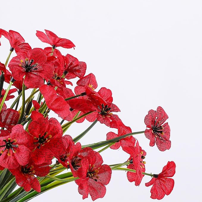 AGIRL Artificial Flowers Outdoor UV Resistant Fake Plant Garden Patio Decor | 24 Bundles,No Fade Plastic Faux Flowers for Hanging Planters front porch yard Indoor Outside,grave decorations for cemetery
