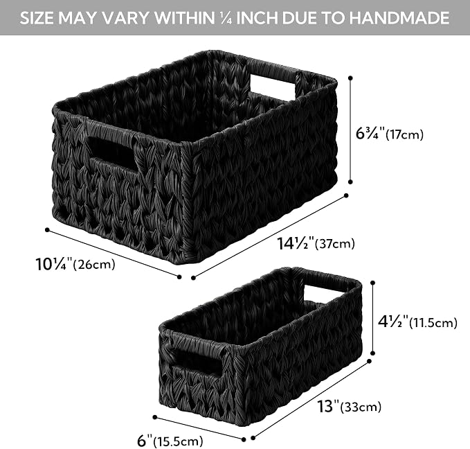 GRANNY SAYS Wicker Baskets for Shelves, Large Woven Baskets for Organizing | Small Woven Storage Baskets for Shelf, Rattan Basket for Organizing, Wicker Basket Set, 3-Pack Small Waterproof Baskets