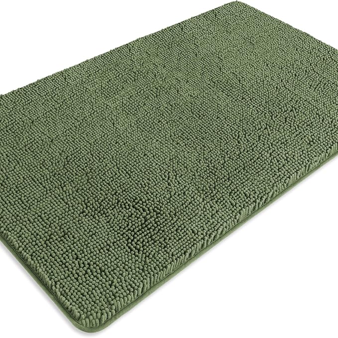 Bathroom Rugs 30 x 50 Inch – Extra Large Bath Mat | Absorbent and Washable Thick Chenille Bath Rugs Non-Slip Runner Rug for Bathroom, Shower, Tub(Loden Green)
