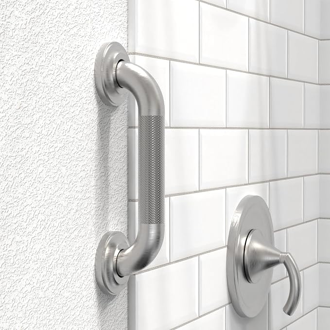 1-1/4" Knurled Grab Bar, ADA Compliant Bath Safety Shower Handrail, Bathroom Mobility Aid Handle for Seniors and Disabled, Heavy Duty 500lbs Support