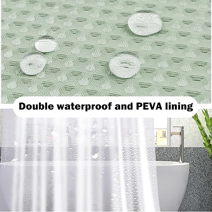 25 PCS Green Bathroom Accessories Set丨Shower Curtain Bathroom Accessory | All-in-One Kit with Shower Curtain,rug,Trash Can,Toothbrush Holder,Toilet BrushSoap Dispenser,Toothbrush Cup,etc for Home