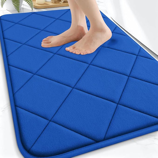 OLANLY Memory Foam Bath Mat 30x20, Ultra Soft and Absorbent Bathroom Rugs | Royal Blue, Quick Dry, Machine Washable Shower Bath Rugs, Comfortable Bath Carpet for Bathroom Floor, Tub and Shower