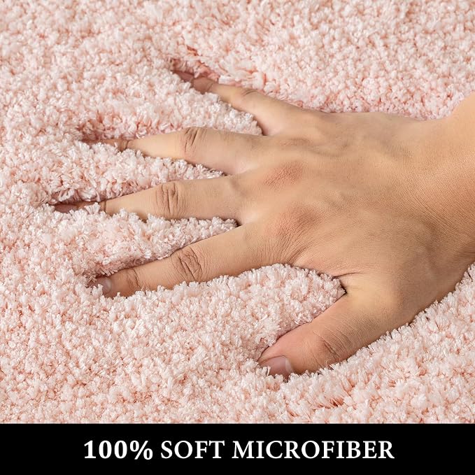 MIULEE Blush Bathroom Rugs Soft Small Microfiber Bath Mat 16x24 Inch | Absorbent, Non Slip, Quick Dry, Fluffy Bath Rugs for Bathroom Floor Tub Showers, Machine Washable
