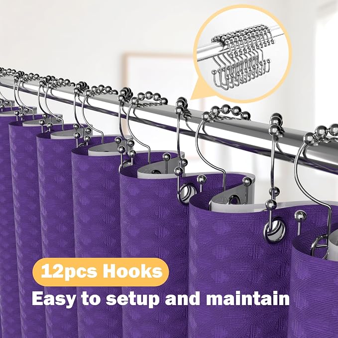 25 PCS Purple Bathroom Accessories Set丨Shower Curtain Bathroom Accessory | All-in-One Kit with Shower Curtain,rug,Trash Can,Toothbrush Holder,Toilet BrushSoap Dispenser,Toothbrush Cup,etc for Home