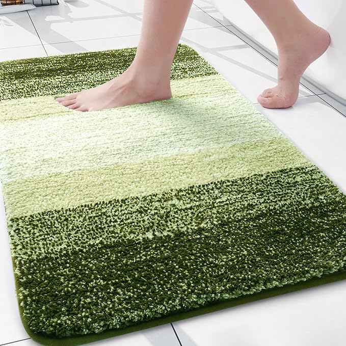 Arotive Microfiber Bathroom Rugs, Shaggy Soft Absorbent Bath Rug, 24x16 | BlackishGreen, Rubber Backing Thick Plush Machine Washable Dry Bath Mats for Bathroom, Tub and Shower, Rectangular