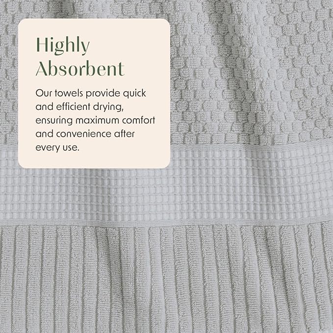 2 Pack Oversized Bath Towels 100% Cotton | Grey Towels | Oeko‑TEX Standard 100 | Soft & Absorbent, Quick‑Dry | Trinity Collection - Quiet Grey