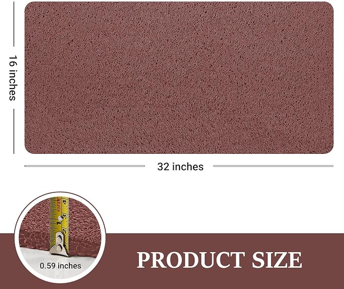 LuxStep Shower Mat Bathtub Mat,Non-Slip Bath Mat with Drain, Quick Drying | 32x16 inch, PVC Loofah Bathmat for Tub,Shower,Bathroom,Reddish Brown