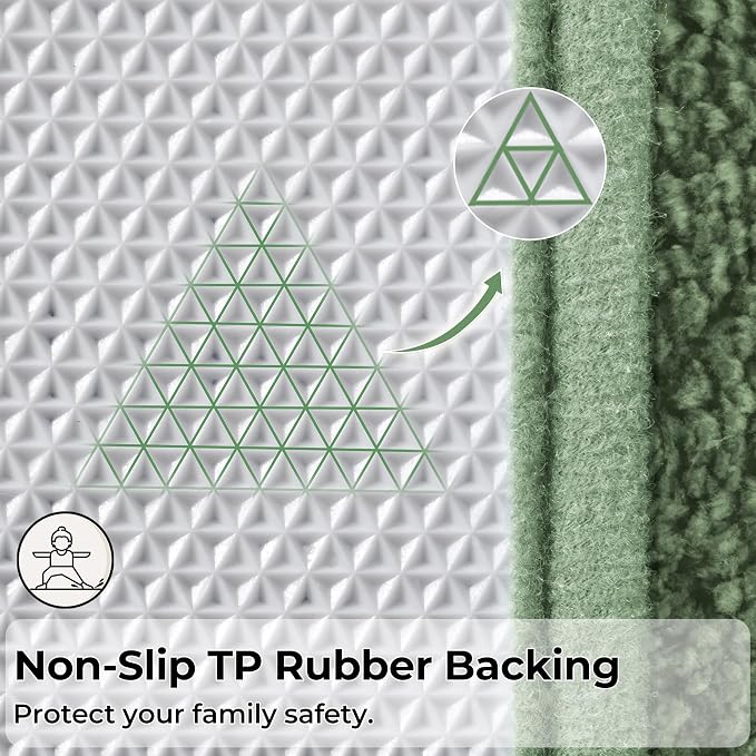 GRANNY SAYS Green Bathroom Rugs Set 2 Piece, Non Slip Microfiber Bath Mats | Soft microfiber with TPR backing, fast water absorption, machine washable 2 piece bath rug set for Tub, Shower, Toilet