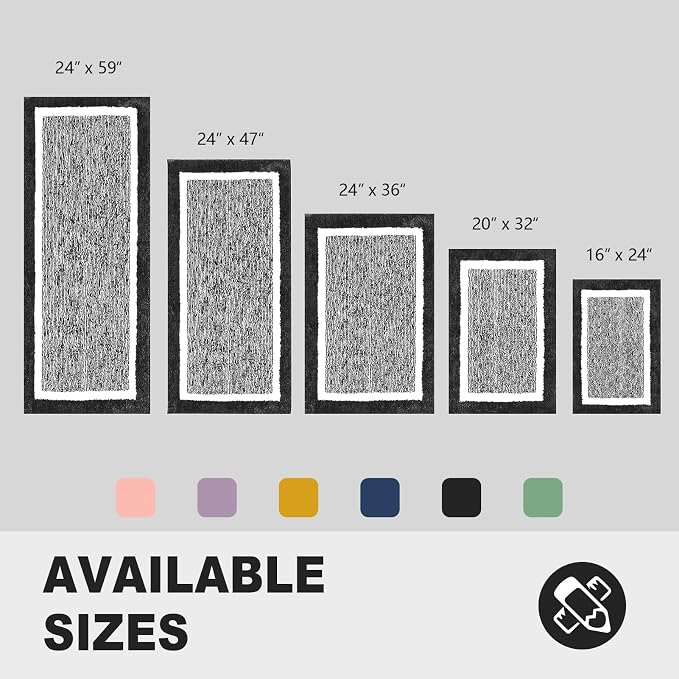 CozeCube Jet Black Bath Mat 32"x20" Non Slip Washable Rug | For Bathroom Non Slip, Fluffy Absorbent Microfiber Bath Mats Machine Wash, Stylish Cute Aesthetic Bathroom Rugs