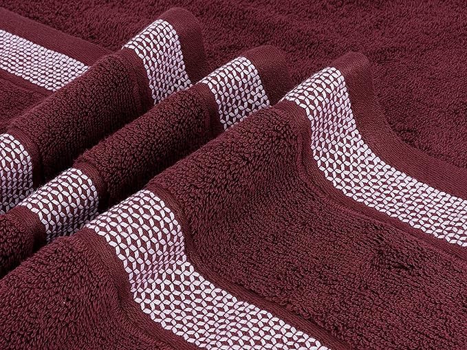 CASA COPENHAGEN Solitaire 6 Pieces Towel Set- Burgundy Red, 600 GSM 2 Bath Towel 2 Hand