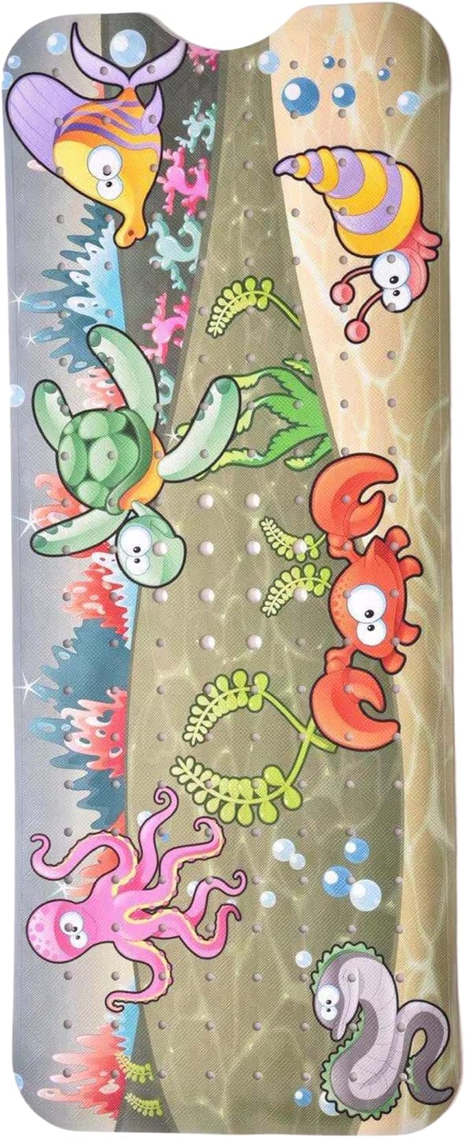 ENKOSI Bath Mat - Large Non Slip Bathtub & Shower Mat - Extra Long 40 x 16 Inch Bathroom Mats for Tub Nonslip Anti Slip Bathmats (Ocean Friends), 1 Pack | Fun ocean animals print for kids; Durable PVC; 40x16 in, Ocean Friends