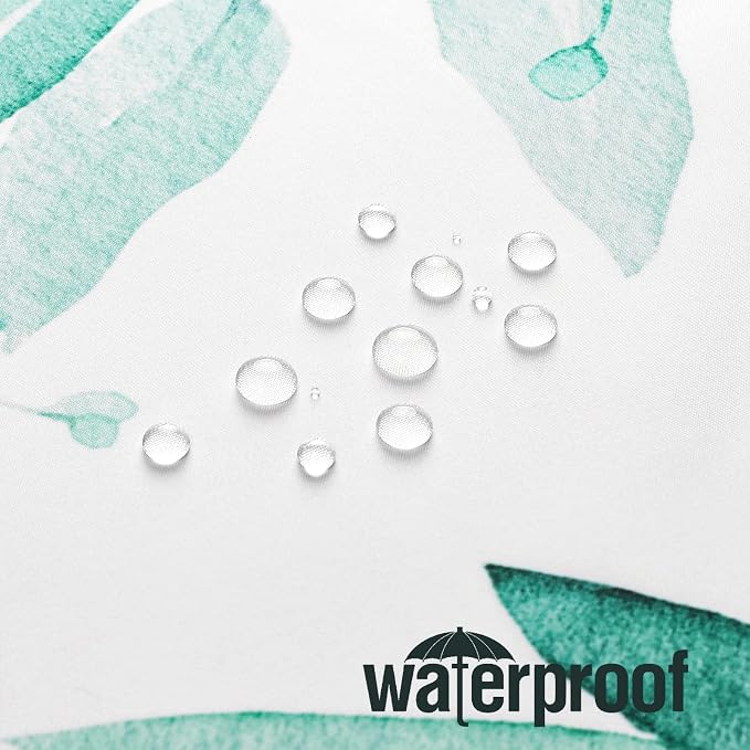 Teal Eucalyptus Shower Curtain, Watercolor Floral Print, 60x72 | Watercolor Plant Leaves Floral Print, Stall Waterproof Fabric Bathroom Decor, Machine Washable, Rustproof Grommets
