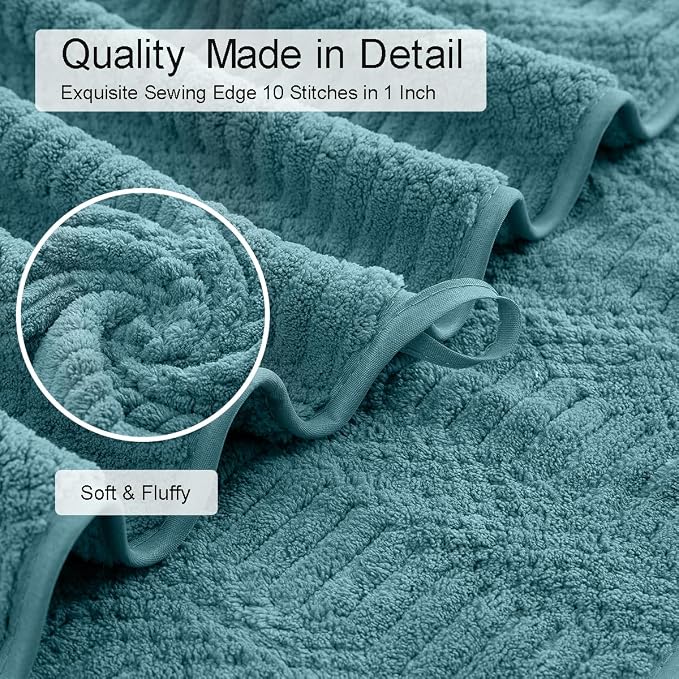 8 Pcs Turquoise Oversized Bath Towel Set-2 Extra Large Bath Sheets,2 Hand Towels,4 Washcloths Soft Bathroom Towels Highly Absorbent Quick Dry Beach Chair Towels Woven Towels for Hotel and Spa