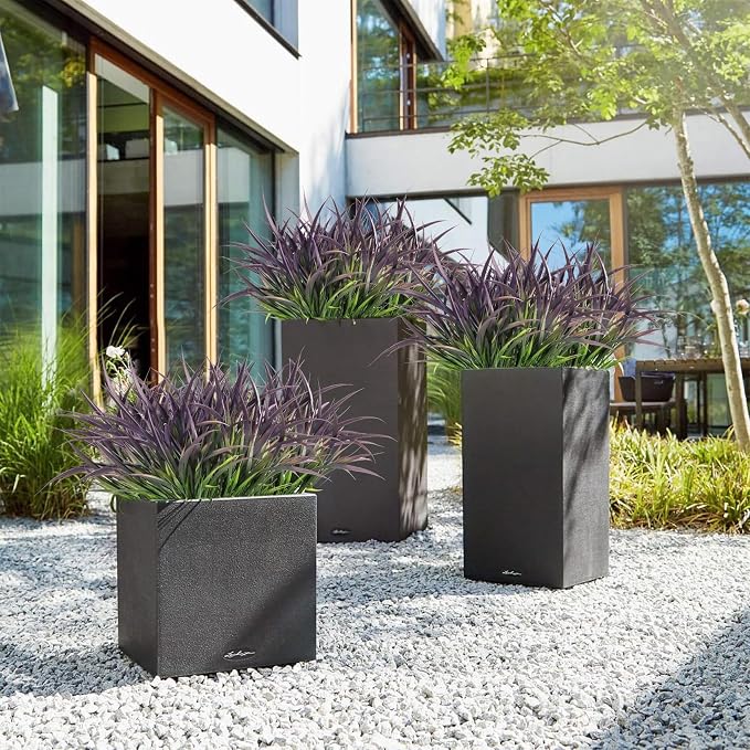 16 Pcs Artificial Plants Outdoor Fake Greenery Stems, Purple | Faux grass, UV resistant, plastic plants shrubs, autumn Thanksgiving garden pathway window farmhouse front porch home decor