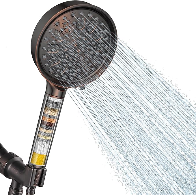 Cobbe Filtered Shower Head with Handheld, Water Softener for Hard Water | High Pressure 6 Spray Mode Shower Head with Filters - Remove Chlorine and Harmful Substances - Reduces Dry Itchy Skin, ORB