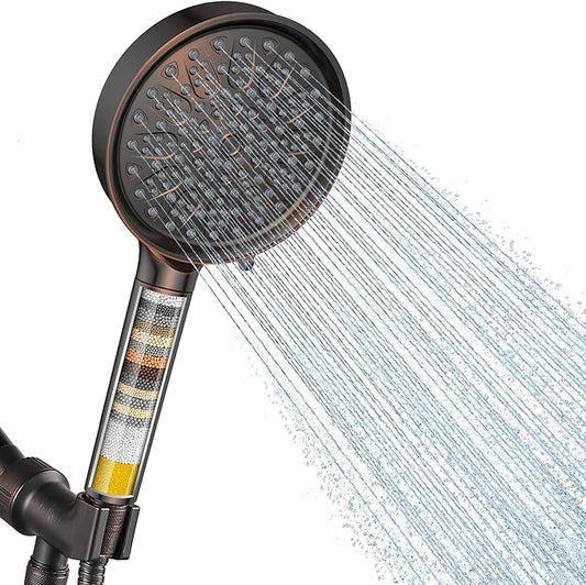 Cobbe Filtered Shower Head with Handheld, Water Softener for Hard Water | High Pressure 6 Spray Mode Shower Head with Filters - Remove Chlorine and Harmful Substances - Reduces Dry Itchy Skin, ORB