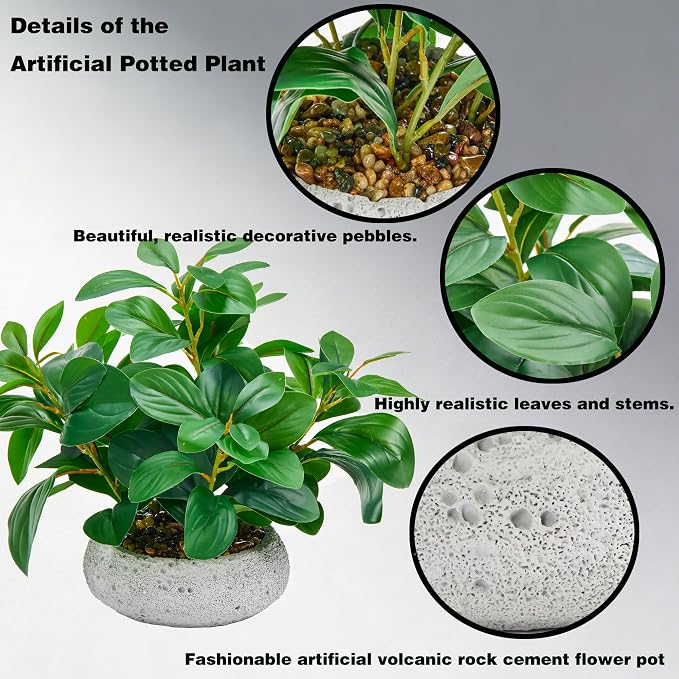 K&Y Realistic Artificial Potted Plants Olive Wild Fern Berry Decor Low Maintenance Faux Greenery Indoor Fake Plants for Home Office Bathroom Kitchen Desk Shelf (Gray Flowerpot Potted Plant)