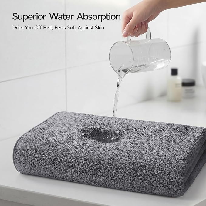 ecolook Microfiber Bath Towels Set of 2, 31 x 63 Inch Extra Large Bath Towel Set, Super Soft & Highly Absorbent, Quick Dry Lightweight Towels for Bathroom, Gym, Spa, Pool & Travel, Camel & Gray
