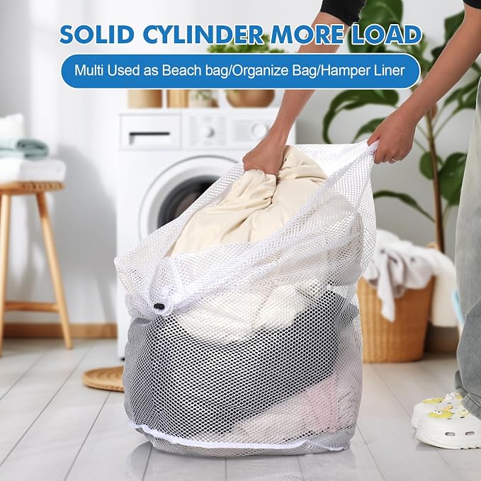 3 Pack XXL Mesh Laundry Bags for Delicates, Extra Large Laundry Wash Bags for Clothes,Bed Linen,Toys with Drawstring Closure Sturdy(3 XXLarge 28 x 26 Inches)