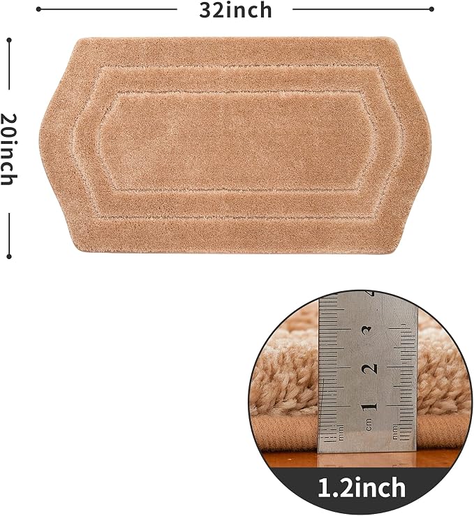 COSY HOMEER Non-Slip Bath Mat Extra Thick Absorbent Plush Washable | 20"x32" Beige Non-Slip Extra Thick Plush Absorbent Machine Washable Bath Mat Bathroom Rug Floor Tub Shower