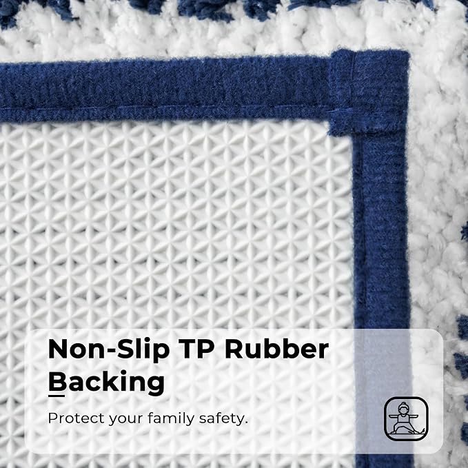 GRANNY SAYS Microfiber Bathroom Rugs Non Slip Washable, Water Absorbent Bathroom Mats for Tub, Soft Bath Mats for Bath Floor & Shower, 24" x 48", Navy Blue Bath Rugs